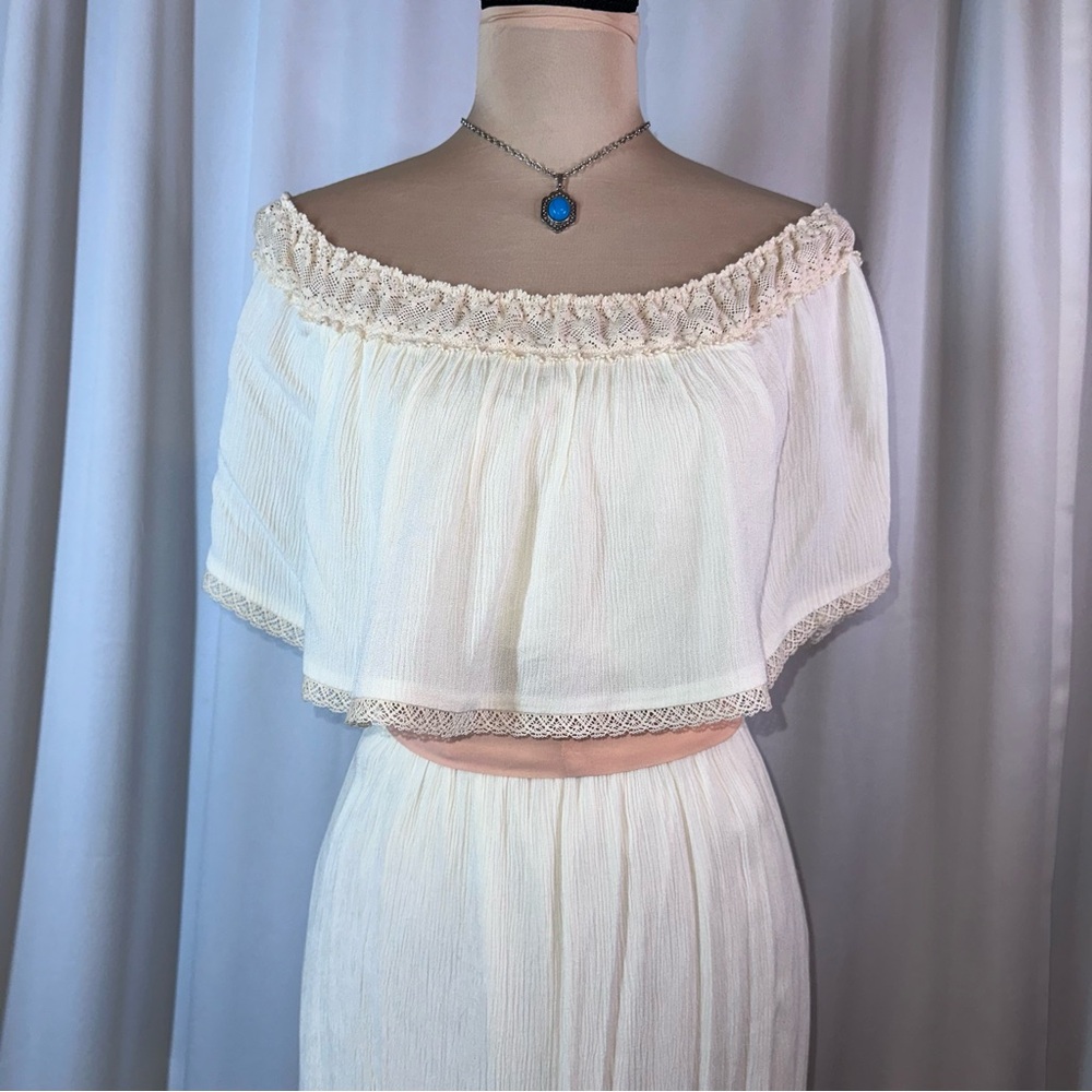 Flying‎ Tomato Maxi Dress Sz M Off-The-Shoulder Ruffle Bohemian Wedding NWOT - Picture 3 of 15